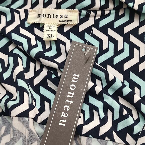 Monteau  mint green navy white summer party graduation dress Sz XL - Picture 6 of 6